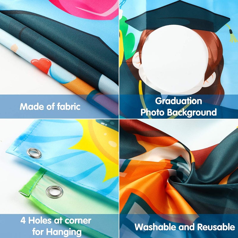 WATINC Graduation Photo Booth Props Frame, Kindergarten Preschool Graduation Photography Backdrops for Graduation Party Graduations, Congrats Grad Party Favors Supplies, Large Size 5x3ft - Image 4